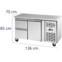 Stół chłodniczy gastronomiczny na kółkach 1 komora 2 szuflady 280 l 70x136x85 cm Royal Catering
