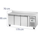 Stół chłodniczy gastronomiczny z rantem na kółkach 3 komory 410 l 179x70x95 cm Royal Catering