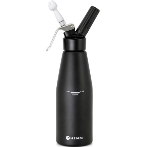 Syfon do bitej śmietany N2O Kitchen Line ZESTAW + 3 końcówki 0.98L - czarny Hendi