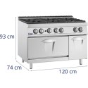 Kuchenka gazowa 6 palnikowa z piekarnikiem gazowym i szafką 27.6 kW Royal Catering