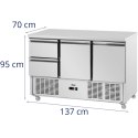 Stół chłodniczy 2 szuflady 2 komory na kółkach 350 l 137 x 70 x 95 cm Royal Catering