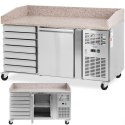 Stół chłodniczy do pizzy 1 komora 7 szuflad na kółkach 165 l 154 x 82 x 105 cm Royal Catering