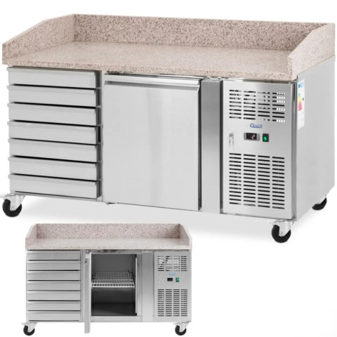 Stół chłodniczy do pizzy 1 komora 7 szuflad na kółkach 165 l 154 x 82 x 105 cm Royal Catering