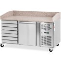 Stół chłodniczy do pizzy 1 komora 7 szuflad na kółkach 165 l 154 x 82 x 105 cm Royal Catering