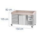 Stół chłodniczy do pizzy 1 komora 7 szuflad na kółkach 165 l 154 x 82 x 105 cm Royal Catering