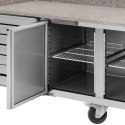 Stół chłodniczy do pizzy 2 komory 7 szuflad na kółkach 390 l 202 x 80 x 100 cm Royal Catering
