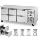 Stół chłodniczy gastronomiczny na kółkach 6 szuflad 410 l 179 x 70 x 85 cm Royal Catering