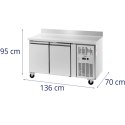 Stół chłodniczy gastronomiczny z rantem na kółkach 2 komory 260 l 136x70x95 cm Royal Catering