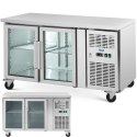 Stół chłodniczy na kółkach 2 drzwiowy przeszklony 280 l 136 x 70 x 85 cm Royal Catering