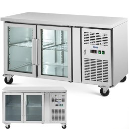 Stół chłodniczy na kółkach 2 drzwiowy przeszklony 280 l 136 x 70 x 85 cm Royal Catering