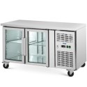 Stół chłodniczy na kółkach 2 drzwiowy przeszklony 280 l 136 x 70 x 85 cm Royal Catering