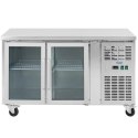 Stół chłodniczy na kółkach 2 drzwiowy przeszklony 280 l 136 x 70 x 85 cm Royal Catering