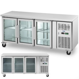 Stół chłodniczy na kółkach 3 drzwiowy przeszklony 410 l 179.5 x 73 x 85 cm Royal Catering