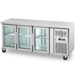 Stół chłodniczy na kółkach 3 drzwiowy przeszklony 410 l 179.5 x 73 x 85 cm Royal Catering