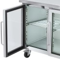 Stół chłodniczy na kółkach 3 drzwiowy przeszklony 410 l 179.5 x 73 x 85 cm Royal Catering