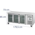 Stół chłodniczy na kółkach 3 drzwiowy przeszklony 410 l 179.5 x 73 x 85 cm Royal Catering
