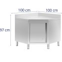 Szafa gastronomiczna narożna z rantem STAL 100 x 100 x 97 cm Royal Catering