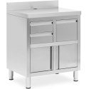 Szafka pod ekspres do kawy z rantem 2 szuflady pojemnik STAL 60x82x95 cm Royal Catering