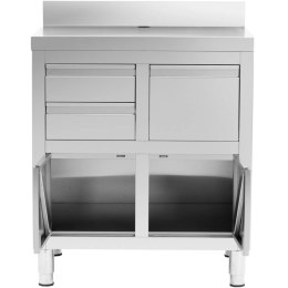 Szafka pod ekspres do kawy z rantem 2 szuflady pojemnik STAL 60x82x95 cm Royal Catering