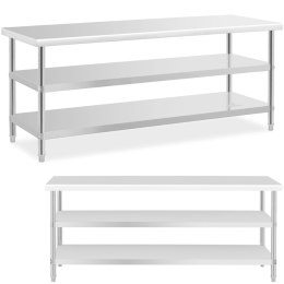 Stół do kuchni z 2 półkami stalowy nierdzewny 200 x 70cm Royal Catering