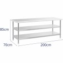 Stół do kuchni z 2 półkami stalowy nierdzewny 200 x 70cm Royal Catering