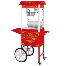 Profesjonalna wydajna maszyna do popcornu mobilna na wózku 230V 1.5kW czerwona Royal Catering