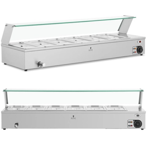 Bemar podgrzewacz do potraw bufet grzewczy z osłoną 6 x GN 1/3 2100 W Royal Catering