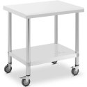 Stół blat roboczy na kółkach 2 poziomy 60 x 80 cm STAL do 135 kg Royal Catering