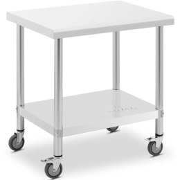 Stół blat roboczy na kółkach 2 poziomy 60 x 80 cm STAL do 135 kg Royal Catering