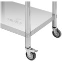 Stół blat roboczy na kółkach 2 poziomy 60 x 90 cm STAL do 145 kg Royal Catering