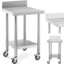 Stół blat roboczy na kółkach z rantem 2 poziomy 60 x 60 cm STAL do 120 kg Royal Catering