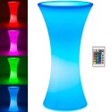 Stolik barowy klubowy podświetlany na baterie RGBW LED śr. 58 x 110 cm - biały okrągły Royal Catering