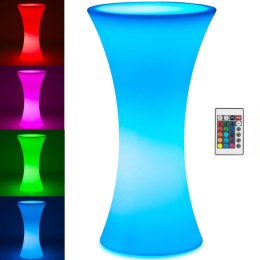 Stolik barowy klubowy podświetlany na baterie RGBW LED śr. 58 x 110 cm - biały okrągły Royal Catering