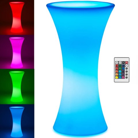 Stolik barowy klubowy podświetlany na baterie RGBW LED śr. 58 x 110 cm - biały okrągły Royal Catering