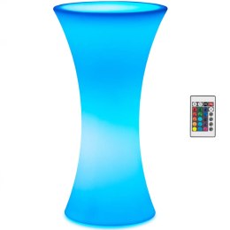 Stolik barowy klubowy podświetlany na baterie RGBW LED śr. 58 x 110 cm - biały okrągły Royal Catering