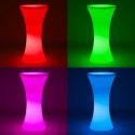 Stolik barowy klubowy podświetlany na baterie RGBW LED śr. 58 x 110 cm - biały okrągły Royal Catering