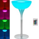 Stolik barowy klubowy podświetlany na baterie RGBW LED śr. 60 x 107 cm - biały okrągły Royal Catering