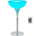 Stolik barowy klubowy podświetlany na baterie RGBW LED śr. 60 x 107 cm - biały okrągły Royal Catering