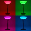 Stolik barowy klubowy podświetlany na baterie RGBW LED śr. 60 x 107 cm - biały okrągły Royal Catering