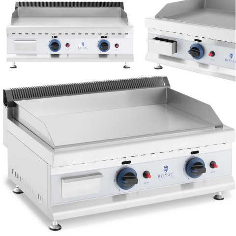 Grill gazowy podwójny gładki nastawny nierdzewny na gaz ziemny 2x 3.1 kW 0.02 bar 60 x 40 cm Royal Catering