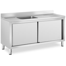 Zlew basen gastronomiczny jednokomorowy z szafką z drzwiami przesuwnymi 160 x 60 x 94.5 cm Royal Catering