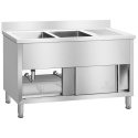 Zlewozmywak zlew gastronomiczny przemysłowy 2-komorowy na podstawie 140cm Royal Catering Royal Catering
