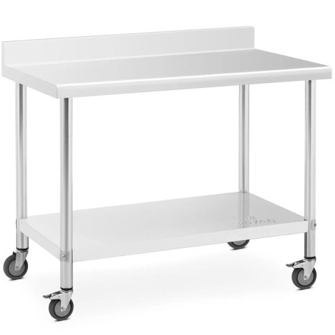 Stół blat roboczy przyścienny z rantem na kółkach 1 półka 120 x 60 cm do 158 kg Royal Catering