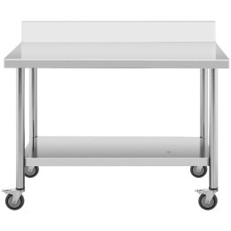 Stół blat roboczy przyścienny z rantem na kółkach 1 półka 120 x 60 cm do 158 kg Royal Catering