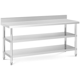 Stół blat roboczy stalowy nierdzewny przyścienny z rantem 2 półki 180x60cm Royal Catering