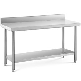 Stół blat roboczy stalowy nierdzewny przyścienny z rantem i półką 150x60cm Royal Catering