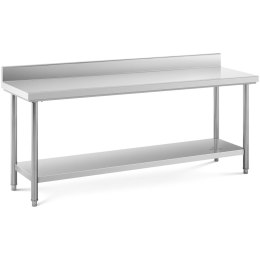 Stół blat roboczy stalowy nierdzewny przyścienny z rantem i półką 200x60cm Royal Catering