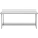 Stół blat roboczy stalowy nierdzewny przyścienny z rantem i półką 200x60cm Royal Catering