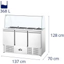 Stół chłodniczy sałatkowy 3-drzwiowy z nadstawą szklaną 8x GN 368 l Royal Catering