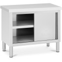 Stół gastronomiczny z szafką z drzwiami suwanymi STAL 100 x 50 cm do 285 kg Royal Catering